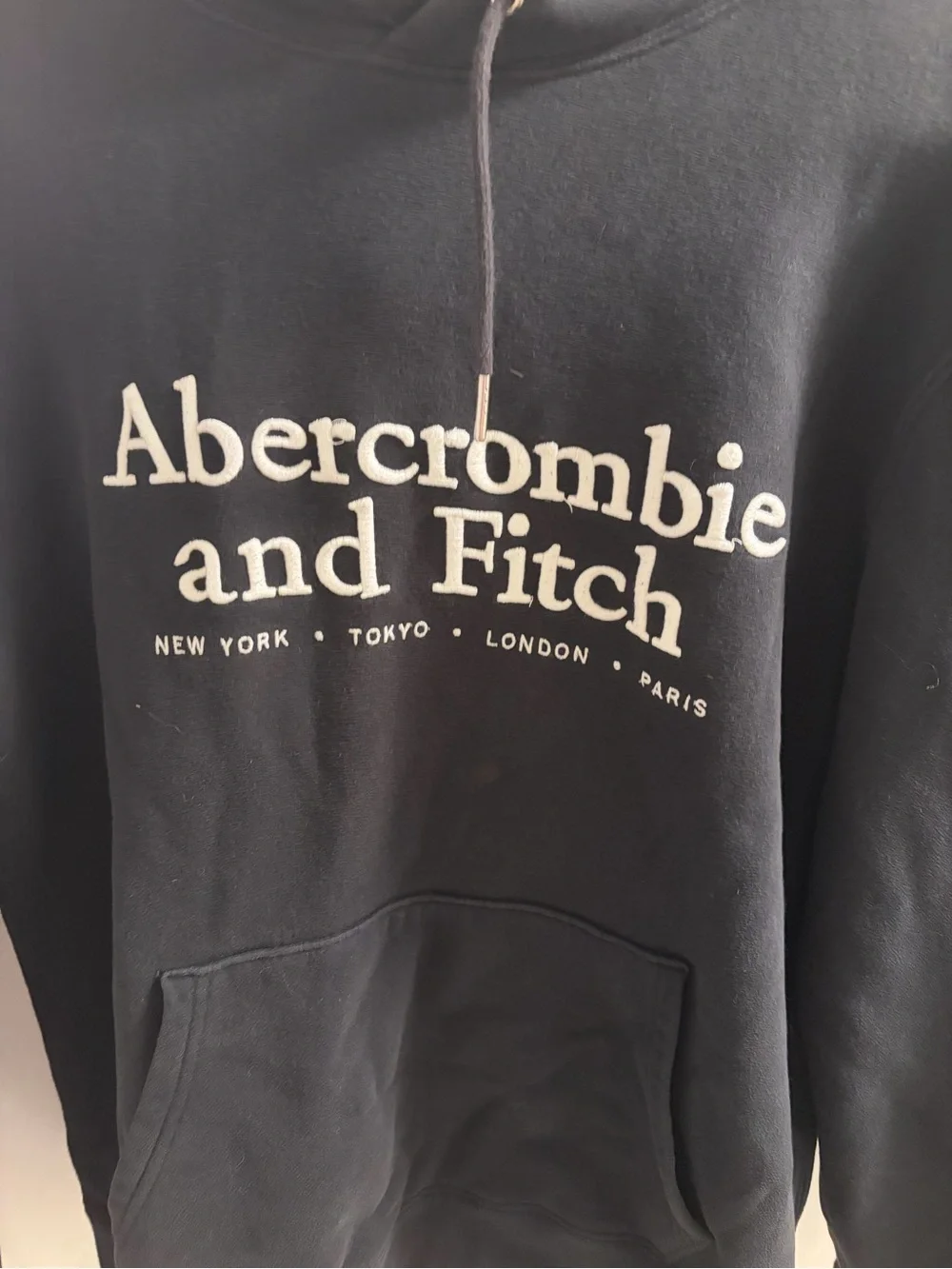 Abercrombie & Fitch Black Crewneck Hoodie with Cream Logo